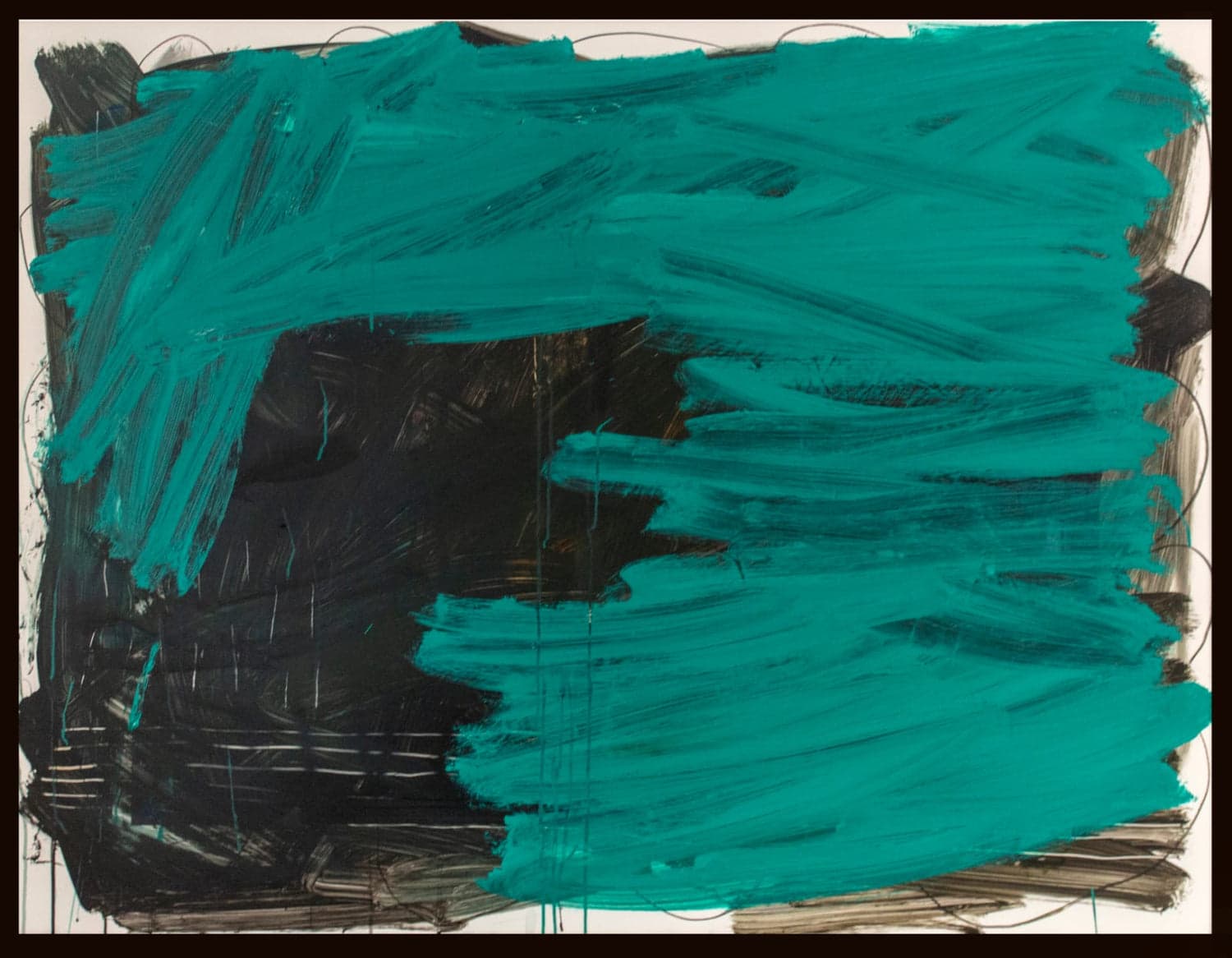 Pintura abstracta en verde y negro